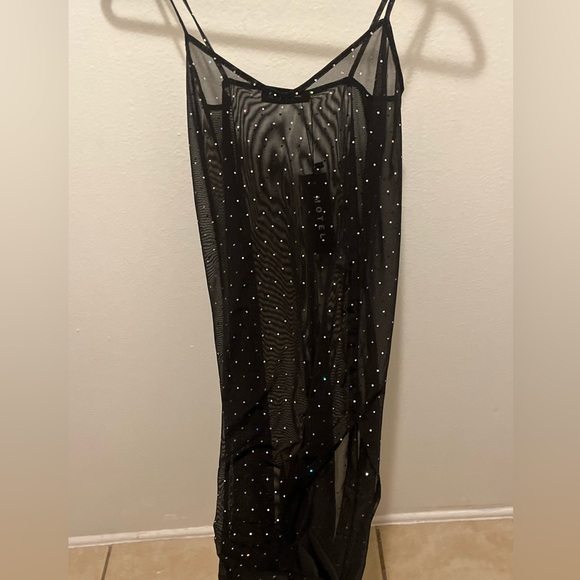 NWT MOTEL Batis Maxi Dress in Crystal Net Black Sheer - Picture 9 of 14